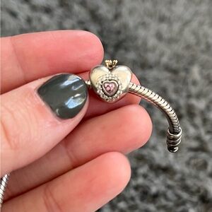 Princess with pink heart Pandora bracelet charm